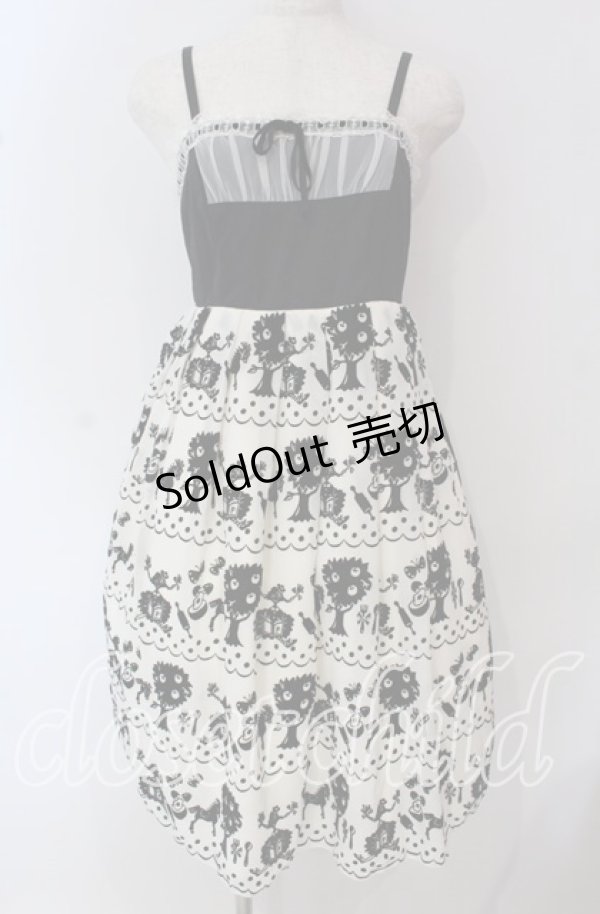 画像1: 【SALE】Emily Temple cute / pippiフロッキーptサロンワンピース  アイボリー×クロ O-25-09-22-020-ET-OP-OW-ZT382 (1)