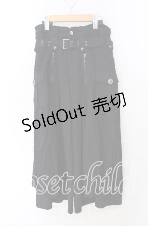 画像: ALGONQUINS / ラップ付きワイドパンツ  ブラック O-25-09-23-033-AL-PA-IG-OS
