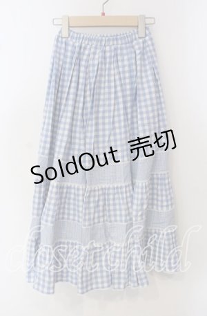 画像: merry jenny / イレギュラーチェックスカート  サックス×シロ O-25-09-23-036-LO-SK-IG-OS