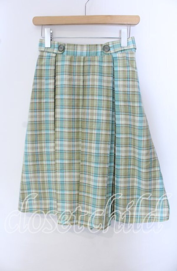 画像1: Fi.n.t / パステルチェックプリーツスカート  グリーン O-25-09-23-039-CA-SK-IG-ZT361 (1)