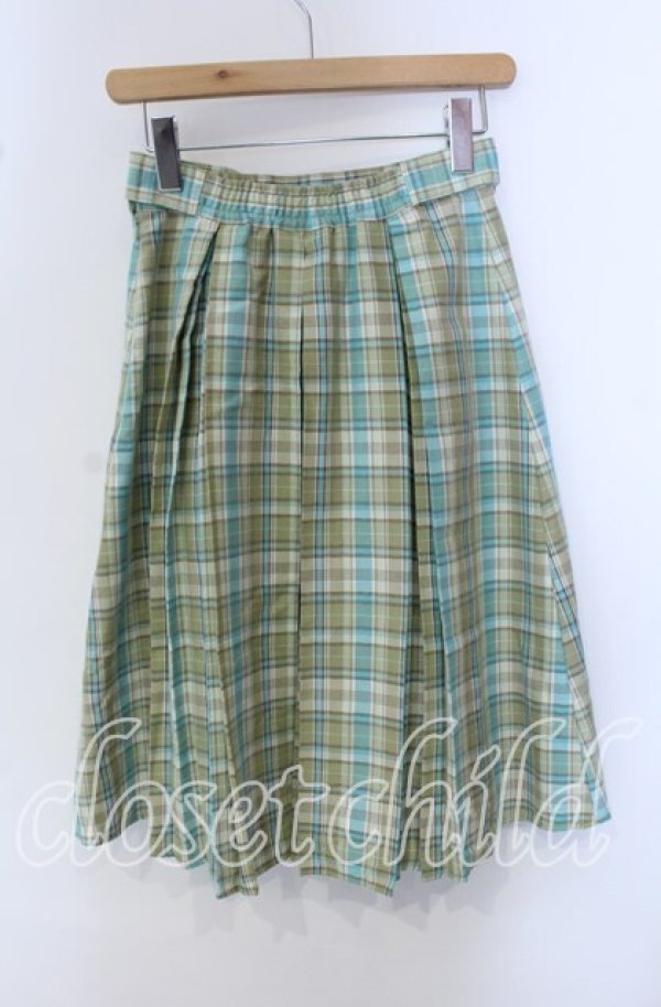 画像2: Fi.n.t / パステルチェックプリーツスカート  グリーン O-25-09-23-039-CA-SK-IG-ZT361 (2)