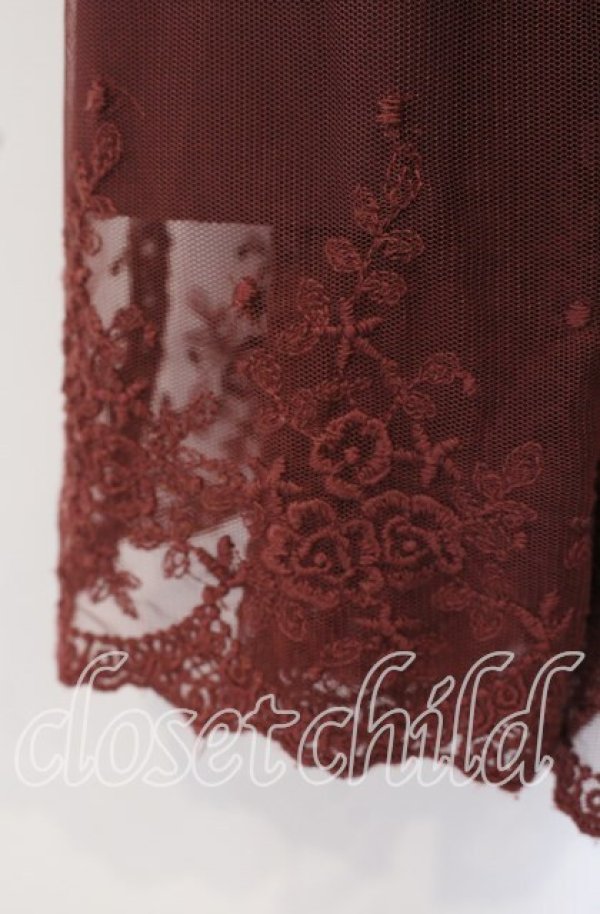 画像2: FA（Fi.n.t） / 裾刺繍チュールスカート  ワイン O-25-09-23-040-LO-SK-IG-ZT361 (2)