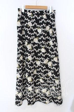 画像: INGEBORG / 花＆リボン柄スカート L クロ O-25-09-23-043-LO-SK-OW-ZT163