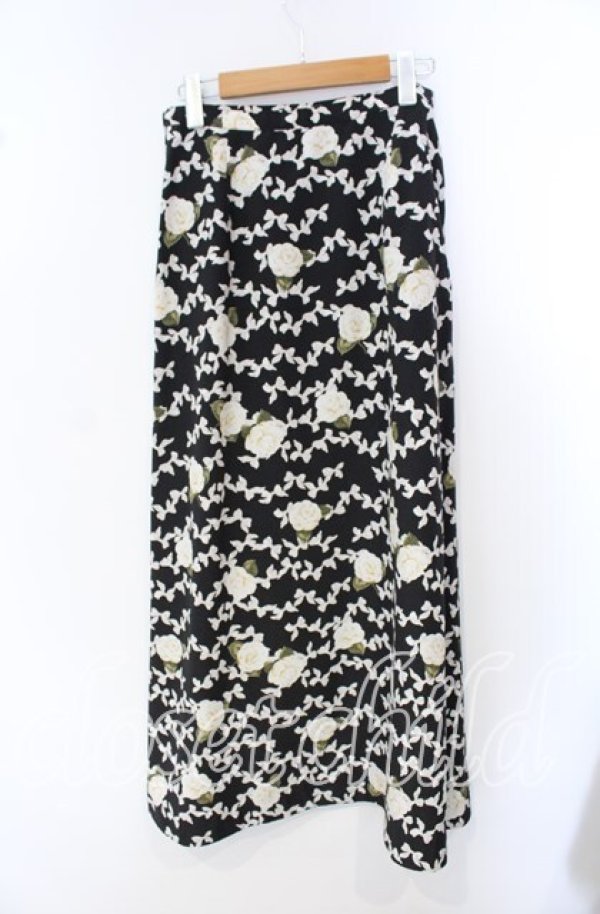 画像3: INGEBORG / 花＆リボン柄スカート L クロ O-25-09-23-043-LO-SK-OW-ZT163 (3)