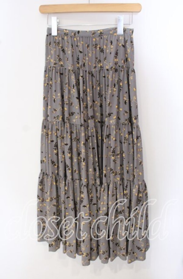 画像1: KANEKO ISAO / ツタ柄ティアードスカート  ブルー O-25-09-23-045-EL-SK-OW-ZT156 (1)