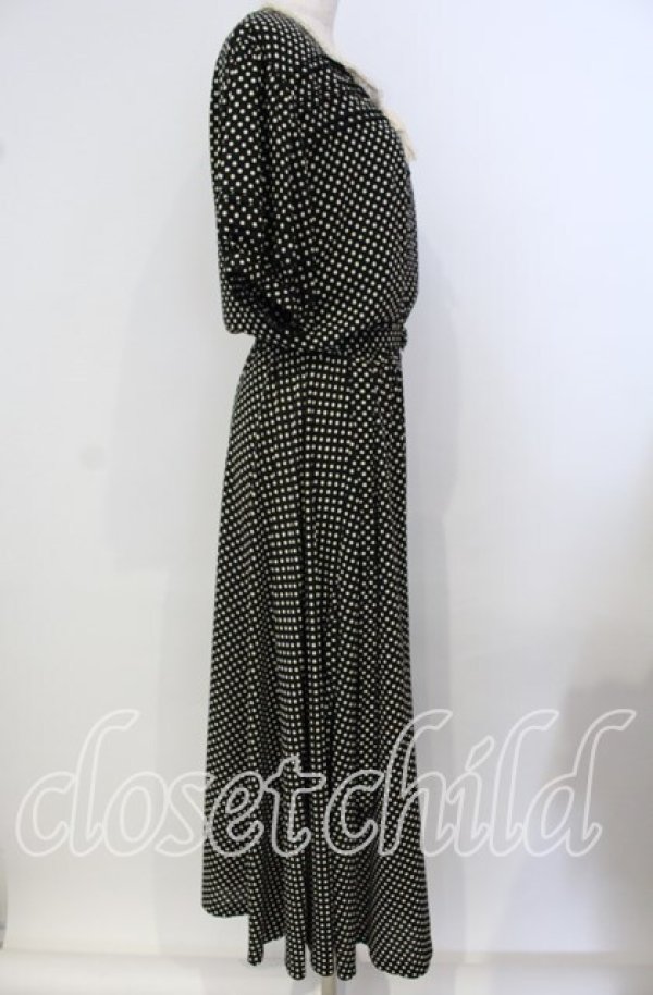 画像3: KANEKO ISAO / レース襟ドットワンピース  クロ×アイボリー O-25-09-23-049-EL-OP-OW-ZT057 (3)