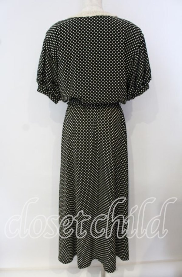 画像4: KANEKO ISAO / レース襟ドットワンピース  クロ×アイボリー O-25-09-23-049-EL-OP-OW-ZT057 (4)