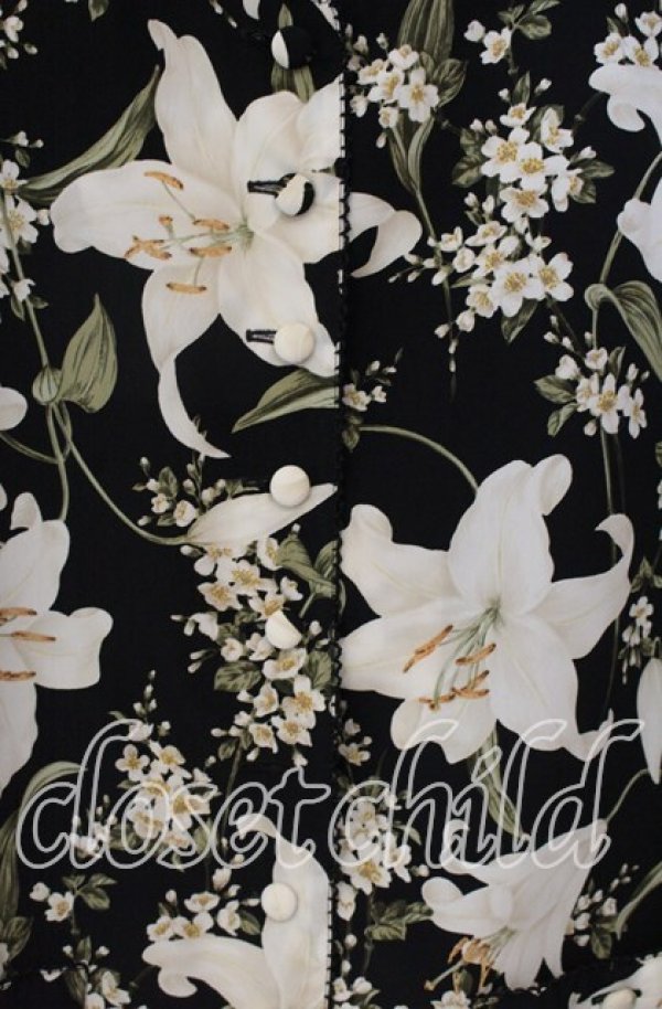 画像2: INGEBORG / 百合柄ノーカラージャケット  クロ O-25-09-23-053-LO-JA-OW-ZI (2)