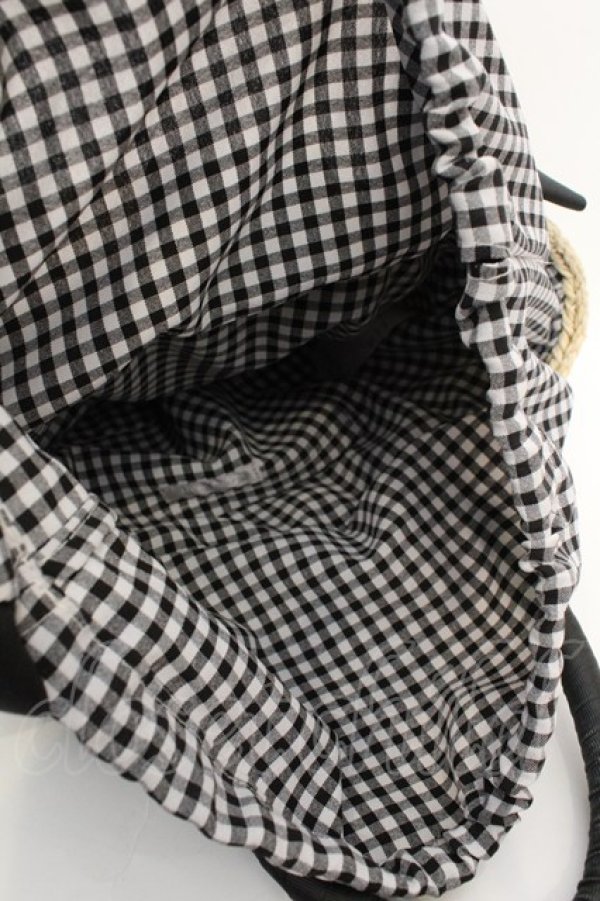 画像3: axes femme POETIQUE / リボン雑材風バッグ  ナチュラル×クロ O-25-09-23-1045-AX-BG-OW-ZT335 (3)