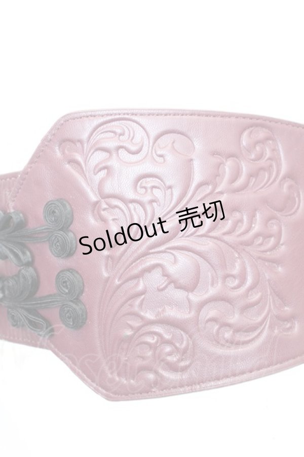 画像2: axes femme / チャイナボタン太ゴムベルト  ワイン O-25-09-23-1007-AX-ZA-OW-ZT433 (2)