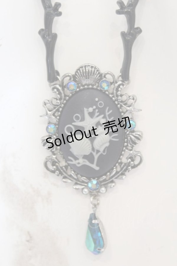 画像1: axes femme POETIQUE / アクアマリンカメオ風ネックレス  ネイビー O-25-09-23-1012-AX-AC-OW-ZT394-F003 (1)