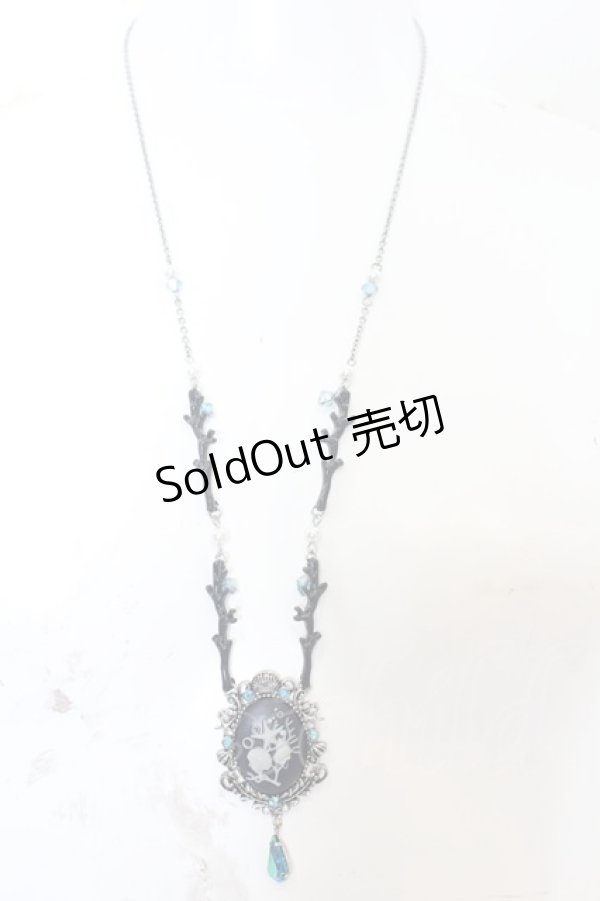 画像2: axes femme POETIQUE / アクアマリンカメオ風ネックレス  ネイビー O-25-09-23-1012-AX-AC-OW-ZT394-F003 (2)