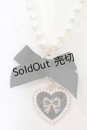 画像: ｍ petit by misako / AM*NIPLリボンネックレス  クロ×パール×ゴールド O-25-09-23-1016-LO-AC-IG-OS