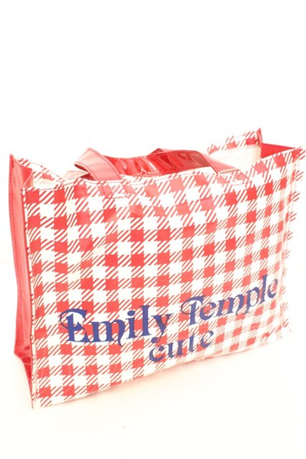 画像1: Emily Temple cute / 旧ショッパー柄ノベルティトートバッグ  アカ×シロ O-25-09-23-1003-ET-BG-IG-ZT335 (1)
