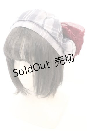 画像: axes femme / パール付リボンチェックベレー  ワイン O-25-09-23-1033-AX-AC-OW-OS