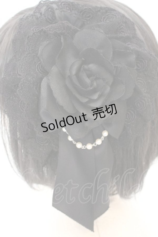 画像2: ATELIER PIERROT / 薔薇レースカチューシャ  ブラック O-25-09-23-1039-EL-AC-IG-OS (2)