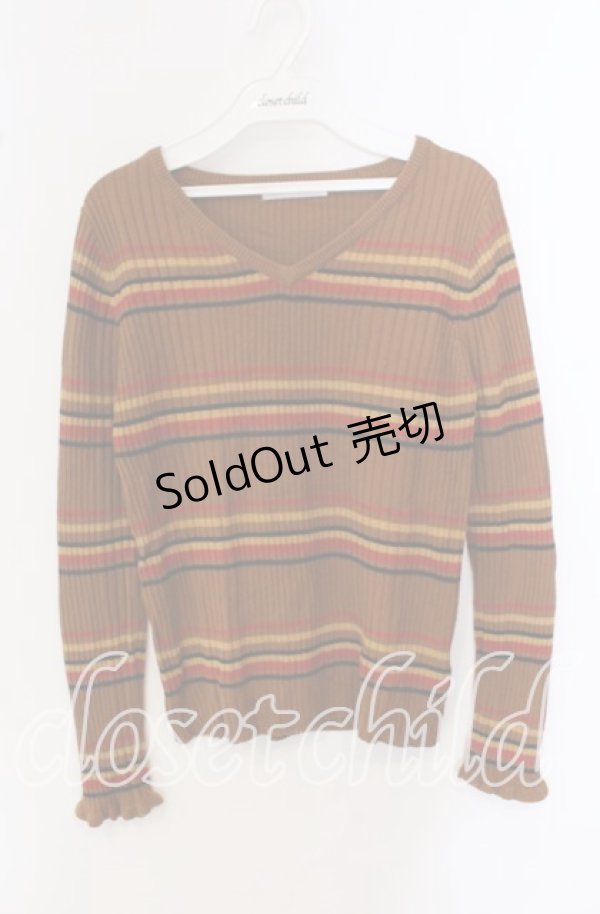 画像1: 【SALE】E hyphen world gallery PEACE / マルチボーダーリブプルオーバー  キャメル O-25-09-23-068-LO-TO-IG-ZT362 (1)