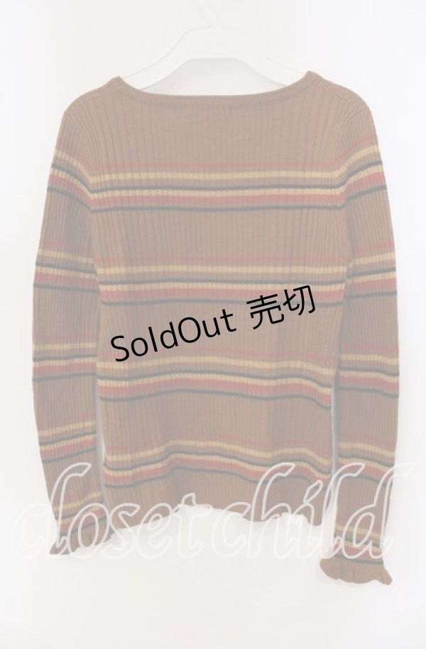 画像2: 【SALE】E hyphen world gallery PEACE / マルチボーダーリブプルオーバー  キャメル O-25-09-23-068-LO-TO-IG-ZT362 (2)