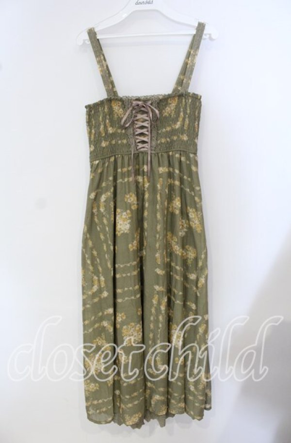 画像1: axes femme / 花柄マキシワンピース M グリーン O-25-09-23-075-AX-OP-OW-ZT507 (1)