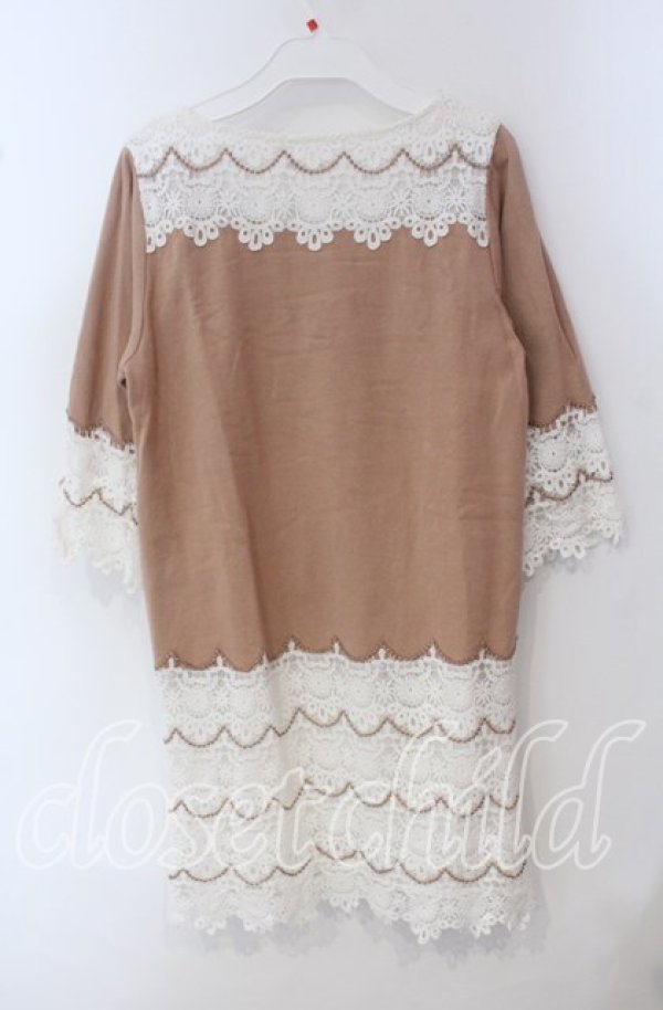 画像3: axes femme / 裾レースボーダーサックOP M ピンク×シロ O-25-09-23-077-AX-OP-OW-ZT272 (3)