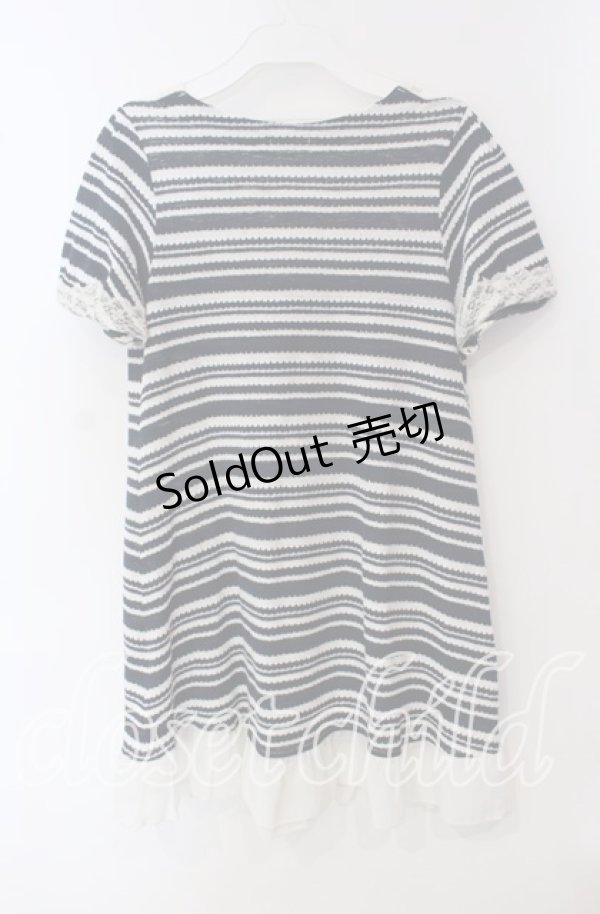 画像3: axes femme / モチーフレース使いボーダーサマーニット M ネイビー×シロ O-25-09-23-078-AX-TO-OW-ZT330 (3)