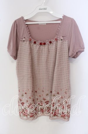 画像: axes femme / バラ×チェックトップス M ピンク O-25-09-23-085-AX-TO-OW-OS