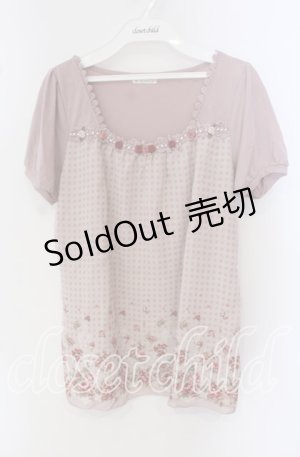 画像: axes femme / バラ×チェックトップス M ピンク O-25-09-23-085-AX-TO-OW-OS