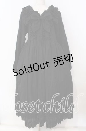 画像: Physical Drop / 大衿フリルワンピース  黒・からみ生地 O-25-09-23-089-LO-OP-OW-OS