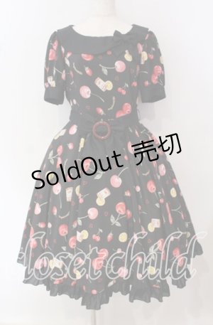 画像: metamorphose / floating heart cherryワンピース  クロ O-25-09-23-092-ME-OP-YM-OS