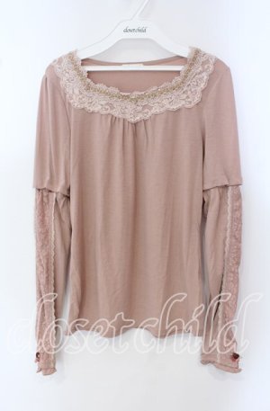 画像: axes femme / レース配色Tシャツ M ピンク O-25-09-23-103-AX-TO-OW-OS