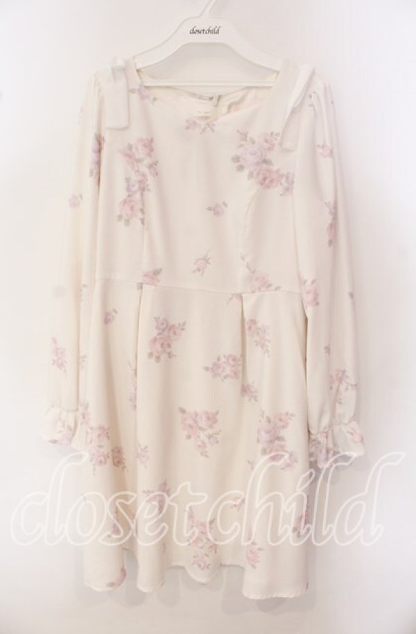 画像1: LODISPOTTO / ショルダーリボンローズワンピース M オフシロ O-25-09-23-109-LO-OP-OW-ZT362 (1)