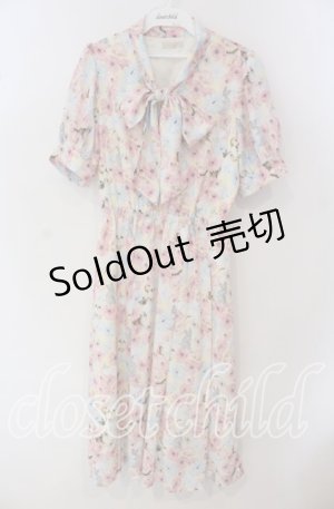 画像: axes femme POETIQUE / フラワーキャットボウタイワンピース M マルチ O-25-09-23-110-AX-OP-OW-OS