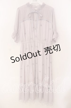 画像: axes femme / ローズ刺繍ワンピース M ラベンダー O-25-09-23-113-AX-OP-OW-OS