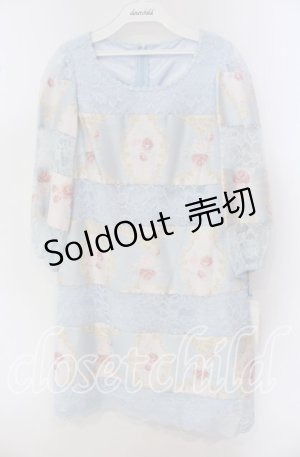 画像: JESUS DIAMANTE / バロックガールワンピース M 新オーナメント柄サックス O-25-09-23-117-JE-OP-OW-OS