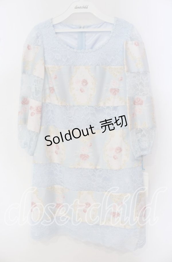 画像1: JESUS DIAMANTE / バロックガールワンピース M 新オーナメント柄サックス O-25-09-23-117-JE-OP-OW-OS (1)