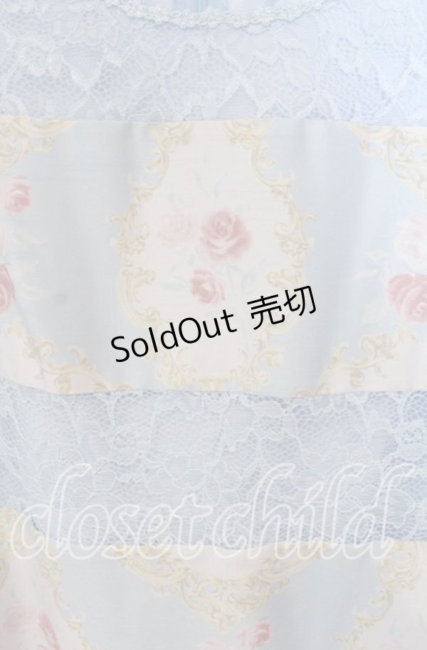 画像2: JESUS DIAMANTE / バロックガールワンピース M 新オーナメント柄サックス O-25-09-23-117-JE-OP-OW-OS (2)