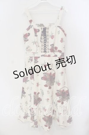 画像: 【SALE】axes femme / バスケットブーケ柄ジャンスカ M キナリ O-25-09-23-118-AX-OP-OW-ZT361