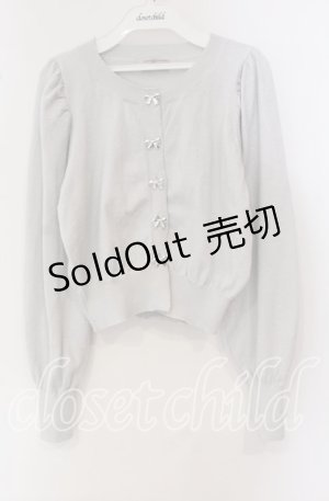 画像: Cherirulu Chocola / リボンボタンカーディガン L シルバー O-25-09-23-123-LO-TO-OW-OS
