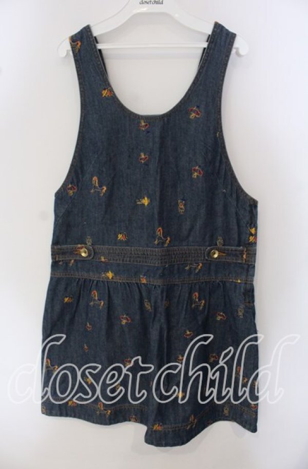画像1: Franche Lippee / 刺繍デニムサロペット  インディゴ O-25-09-23-017-LO-OP-OW-ZT361 (1)