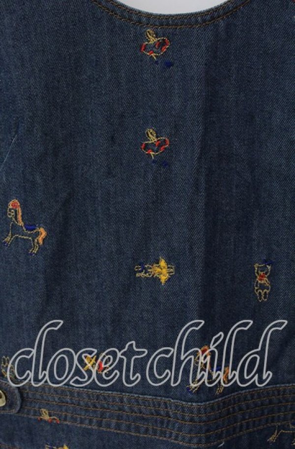 画像2: Franche Lippee / 刺繍デニムサロペット  インディゴ O-25-09-23-017-LO-OP-OW-ZT361 (2)