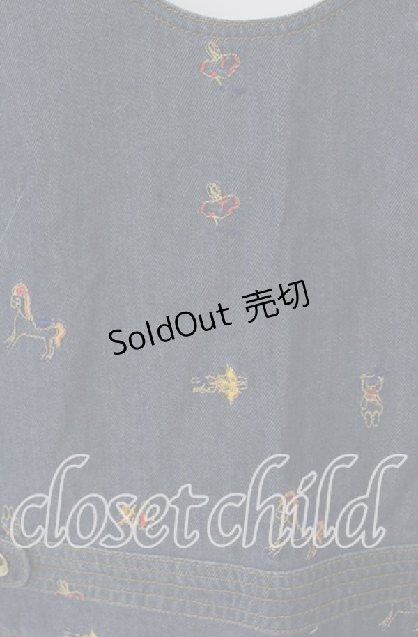 画像2: 【SALE】Franche Lippee / 刺繍デニムサロペット  インディゴ O-25-09-23-017-LO-OP-OW-ZT361 (2)