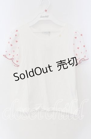画像: MILK / BebeハートパフTee  オフ×レッド O-25-09-23-026-ML-TO-OW-OS