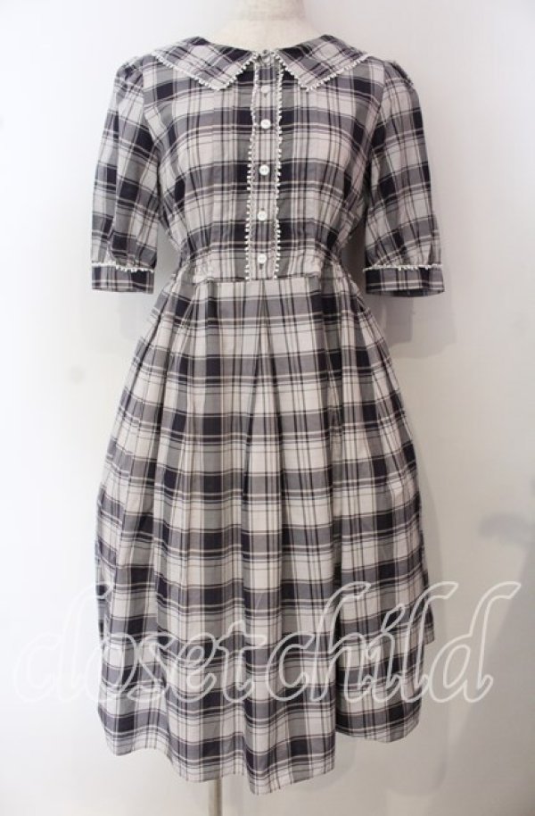 画像1: Emily Temple cute / Sailor Tartanワンピース  ネイビー×シロ O-25-09-23-003-ET-OP-IG-ZT217 (1)