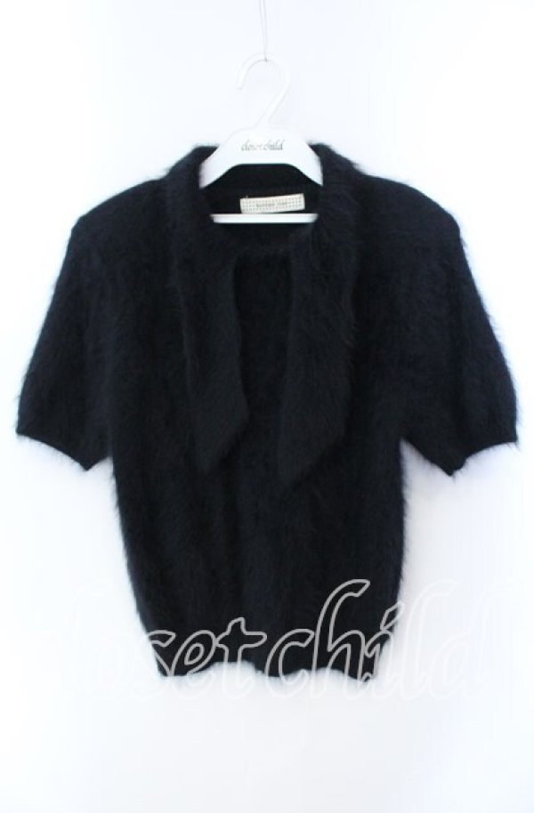 画像1: KANEKO ISAO / アンゴラ半袖トップス  クロ O-25-09-23-029-EL-TO-OW-ZT103 (1)