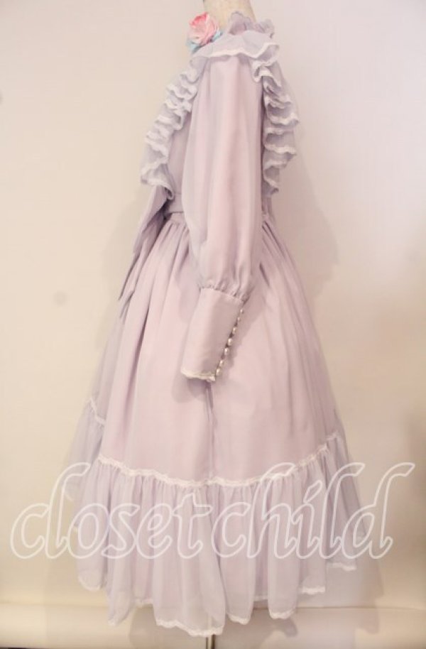 画像3: 菫コルセット / リボンワークフラワーのシフォンドレス  ラベンダー O-25-09-25-046-LO-OP-IG-ZT330 (3)