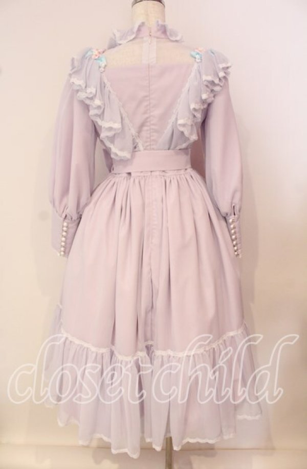 画像4: 菫コルセット / リボンワークフラワーのシフォンドレス  ラベンダー O-25-09-25-046-LO-OP-IG-ZT330 (4)