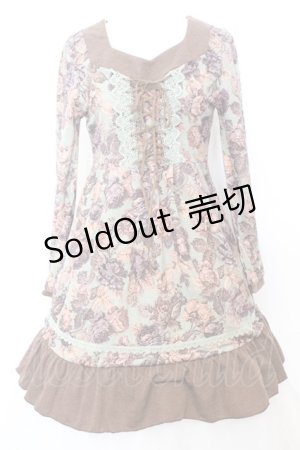 画像: axes femme / ゴブラン風プリントワンピース M グリーン×ブラウン O-25-09-25-1042-AX-OP-IG-OS