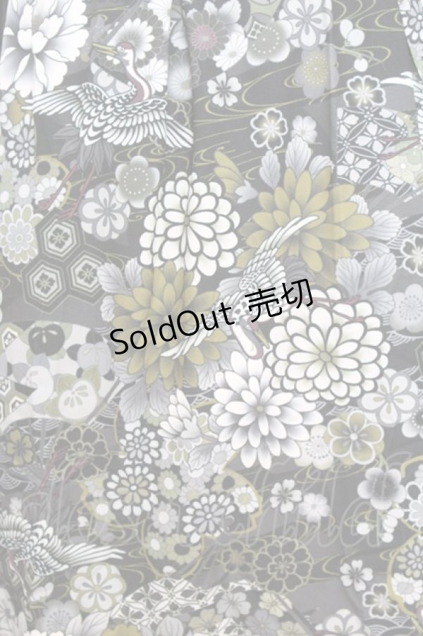 画像2: Qutie Frash / 和柄プリーツコルセット  ブラック O-25-09-25-1045-QU-TO-OW-OS (2)