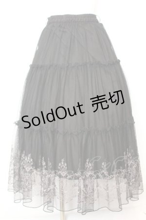 画像: axes femme / 裾刺繍チュールティアードスカート M クロ O-25-09-25-1047-AX-SK-OW-OS