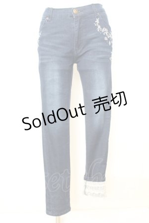 画像: axes femme / 薔薇刺繍パンツ M インディゴ O-25-09-25-1060-AX-PA-OW-ZT276